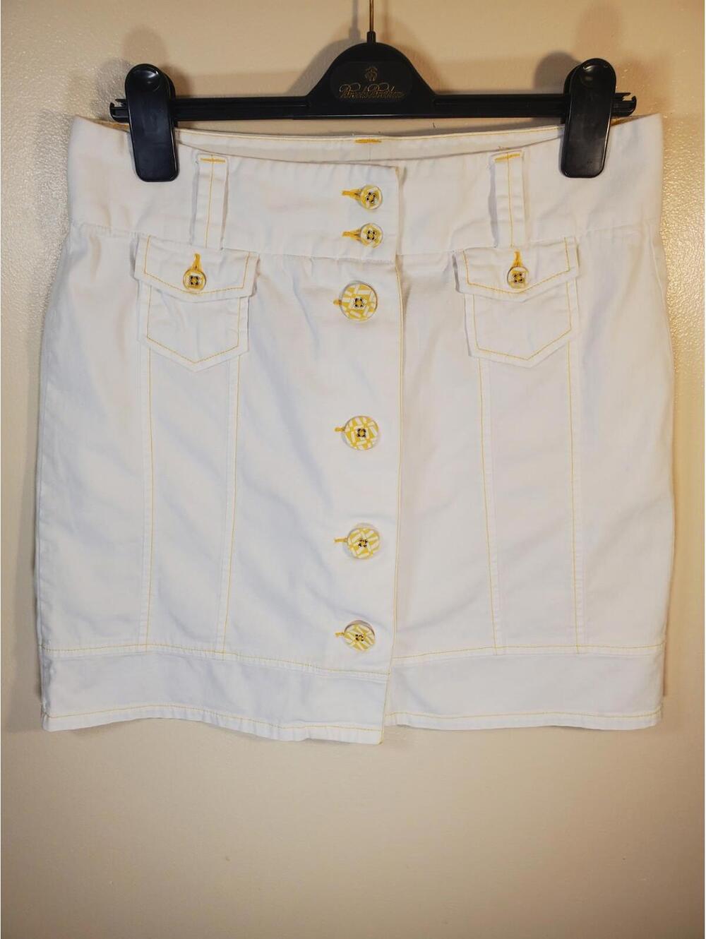 LL Bean Women's White Button-up Everyday Casual Mini Skirt Size 8, Preppy,Nature